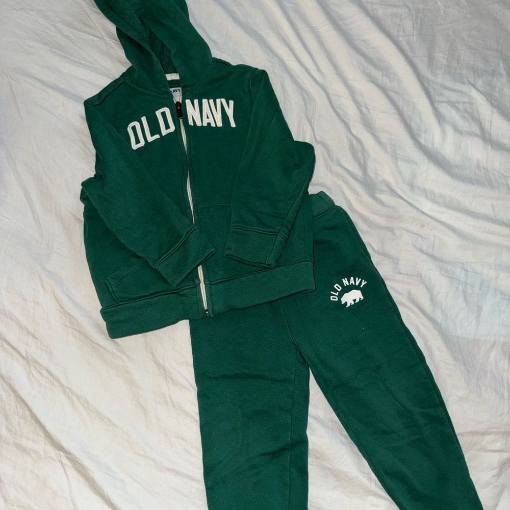Old Navy Kids Dark Green Hoodie and Joggers Set